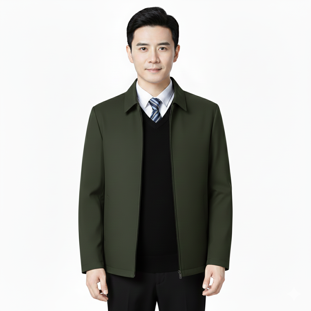 Men's Casual Jacket with Zip Closure in Relaxed Style