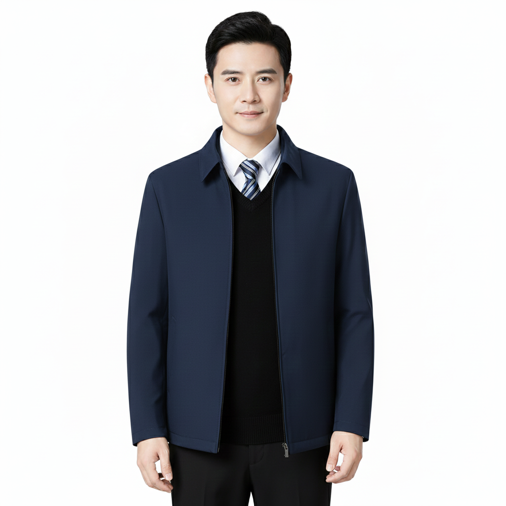 Men's Casual Jacket with Zip Closure in Relaxed Style