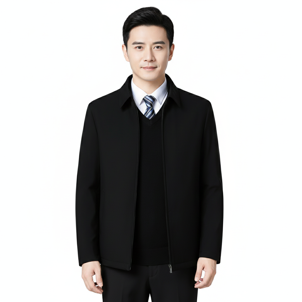 Men's Casual Jacket with Zip Closure in Relaxed Style