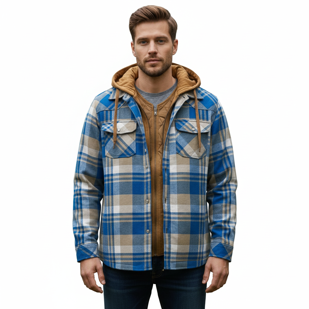 Men's Flannel Lumberjack Jacket with Warmth and Comfort