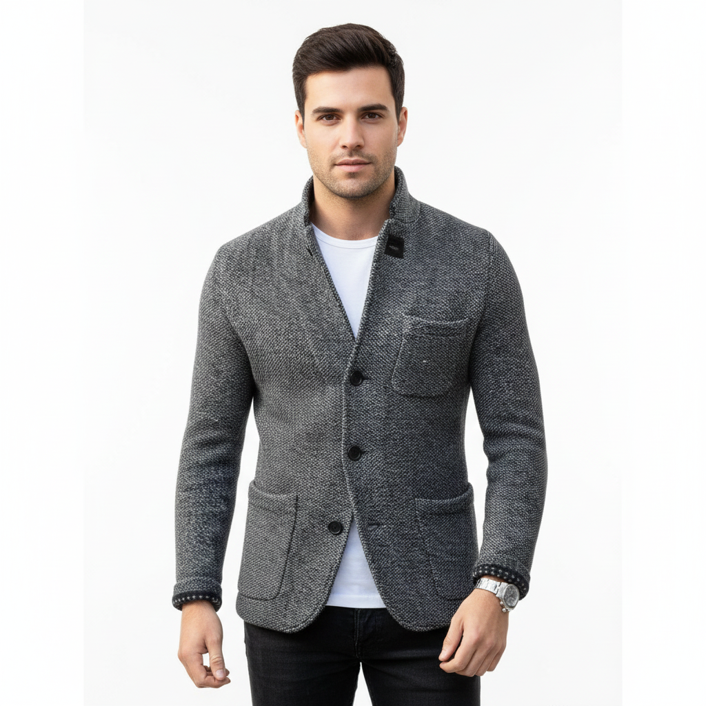 Men's Cardigan with Soft Wool in Retro Style