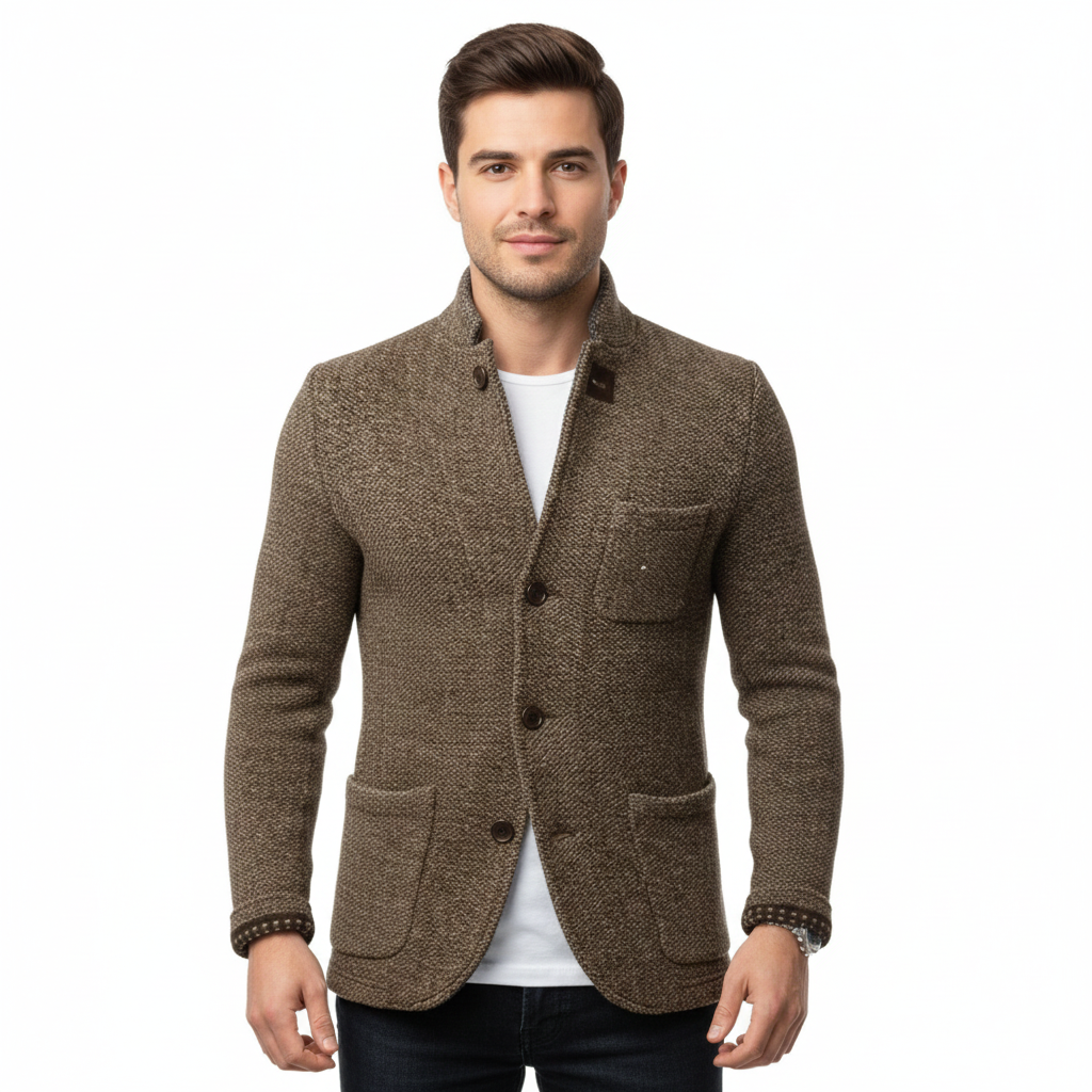 Men's Cardigan with Soft Wool in Retro Style