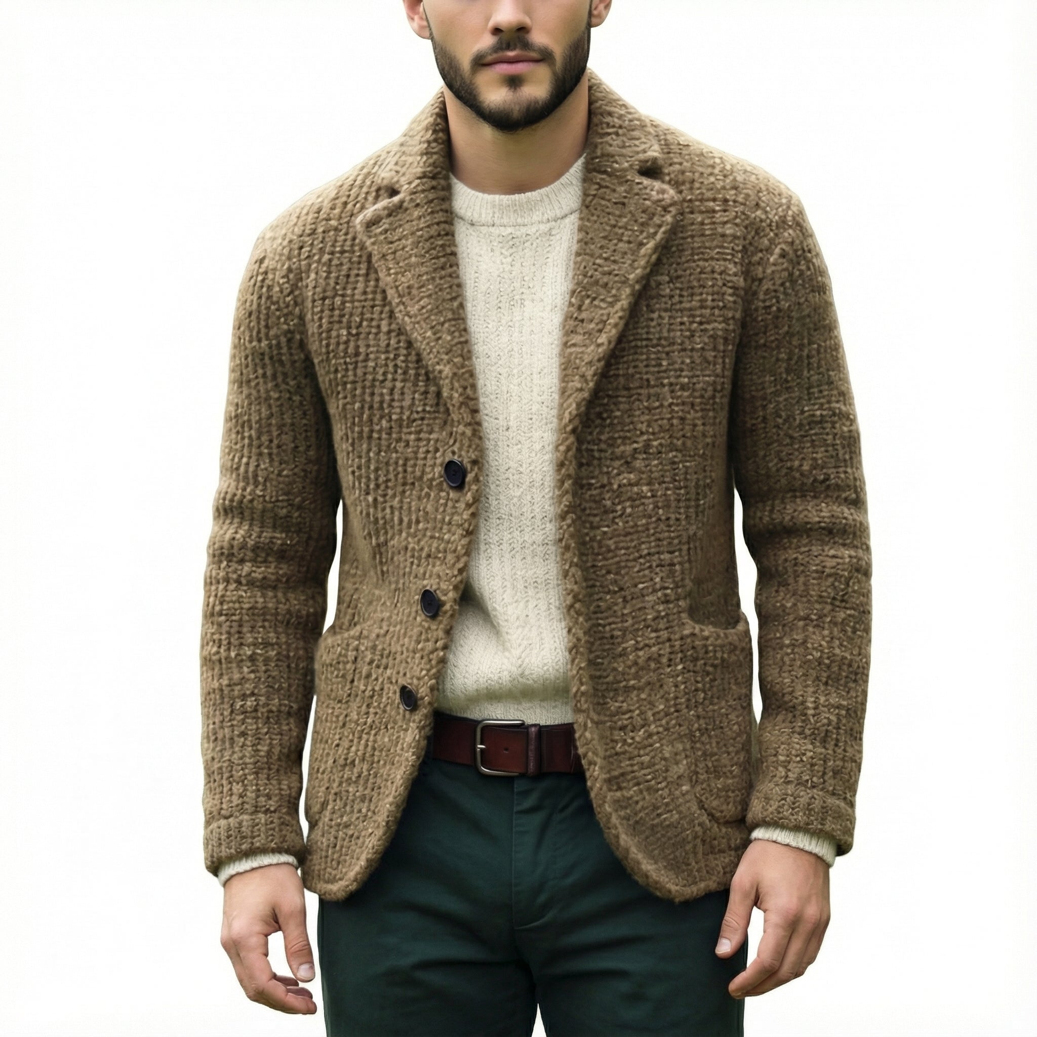 Men's Cardigan with Soft Knit and Button Closure