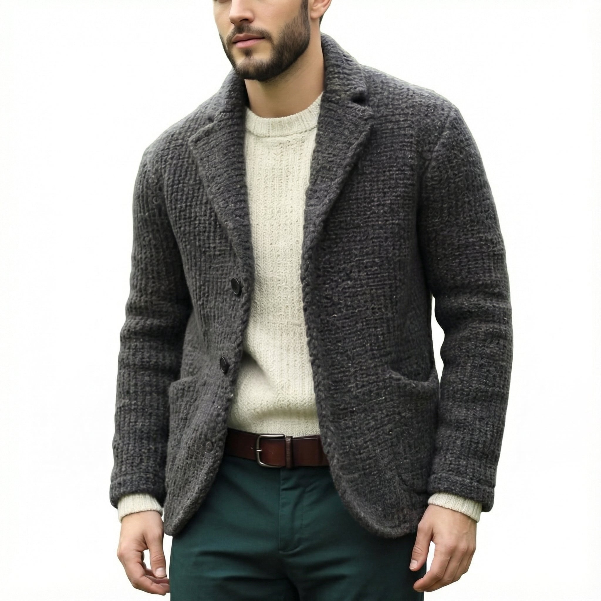 Men's Cardigan with Soft Knit and Button Closure