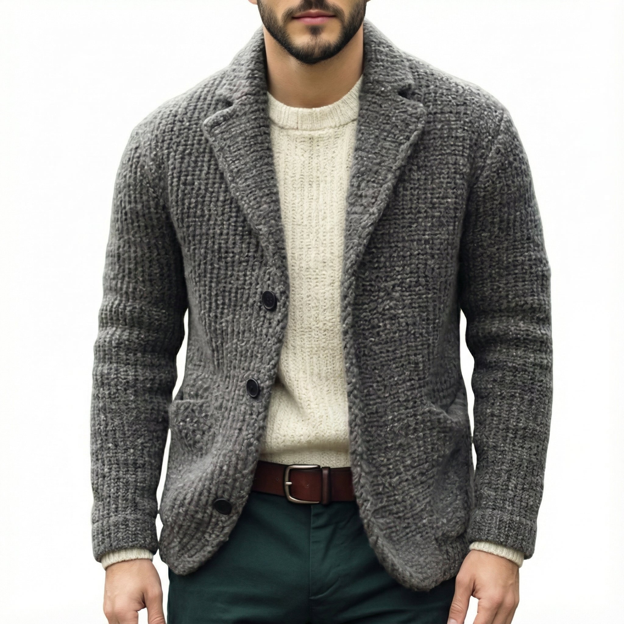 Men's Cardigan with Soft Knit and Button Closure