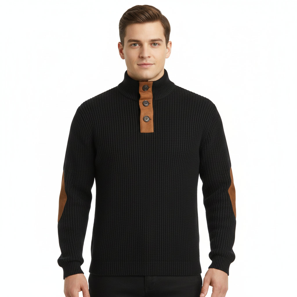 Men's Casual Hoodie with Suede Elbow Patches