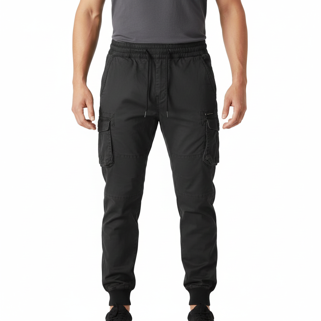 Men's Cargo Pants with Multiple Pockets and Adjustable Waist