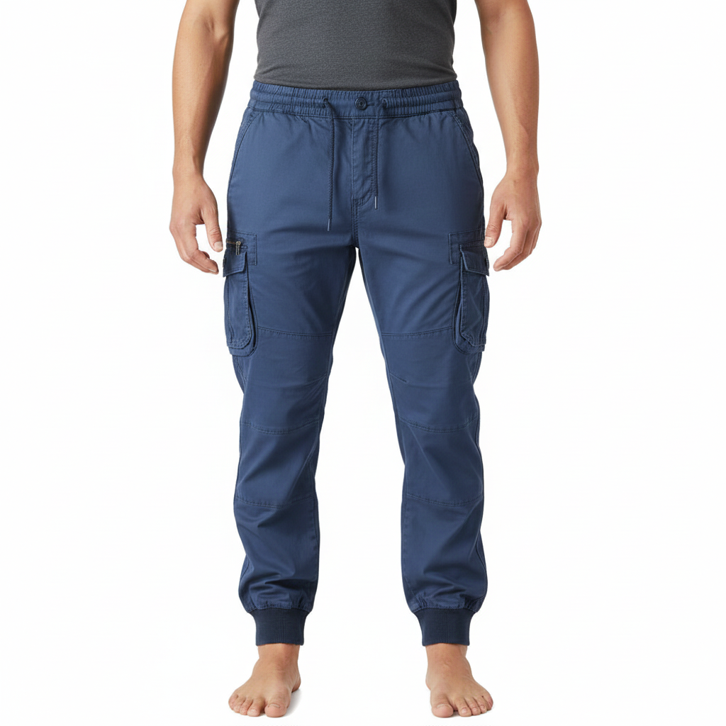 Men's Cargo Pants with Multiple Pockets and Adjustable Waist