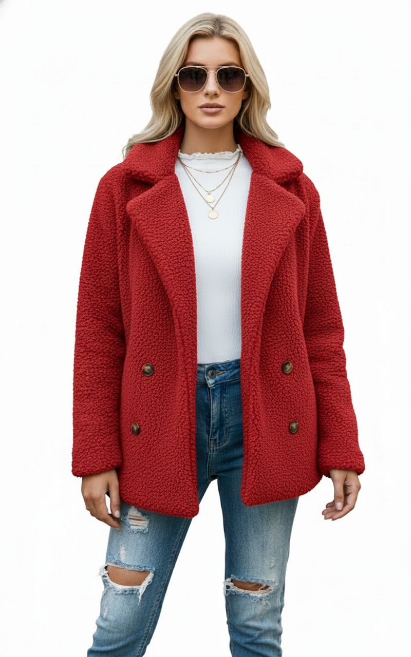 Women's Coat with Classic Lapel and Refined Cut