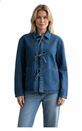Women's Denim Jacket with Tie-Up Design