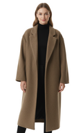 Women's Coat with Long Wool Blend and Oversized Cut